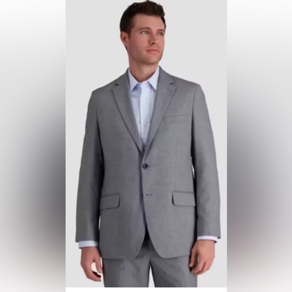 J.M.‎ Haggar Gray Micro Herringbone Suit Jacket Blazer Mens Size 46R (BR) - Picture 1 of 6